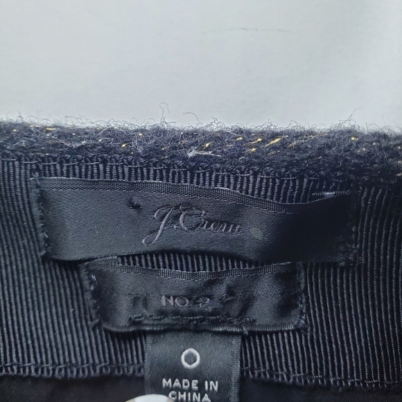 J. Crew Black Gold Metallic Wool Blend Pencil Skirt Sz 0 No.2 - Picture 6 of 11